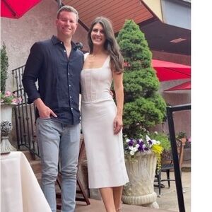 DION LEE corset style white midi dress